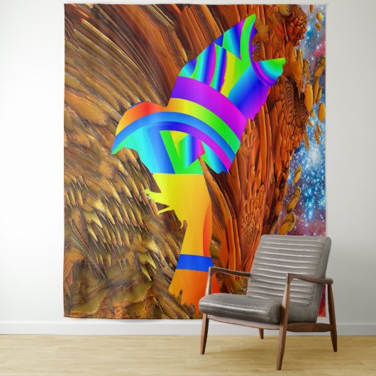 Star Bird Tapestry Wandkleed (In situ)