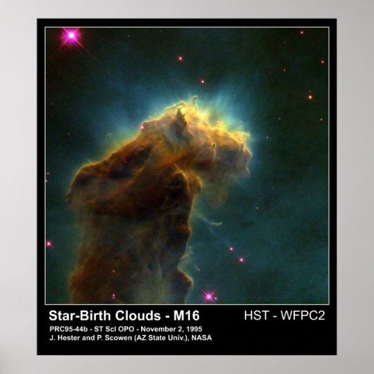 Star Birth Cloud M16 Hubble Telescope Foto Poster (Voorkant)