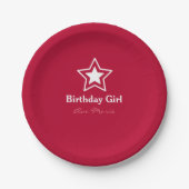 Star Birthday Girl Party Papieren Bordje (Voorkant)