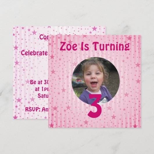 Star Birthday Uitnodiging (Voorkant / Achterkant)