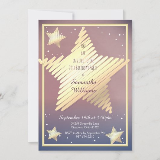 Star Birthday Uitnodiging (Voorkant)