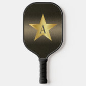 Star Black & Gold Pickleball Star Player Monogram Pickleball Paddle (Voorkant)
