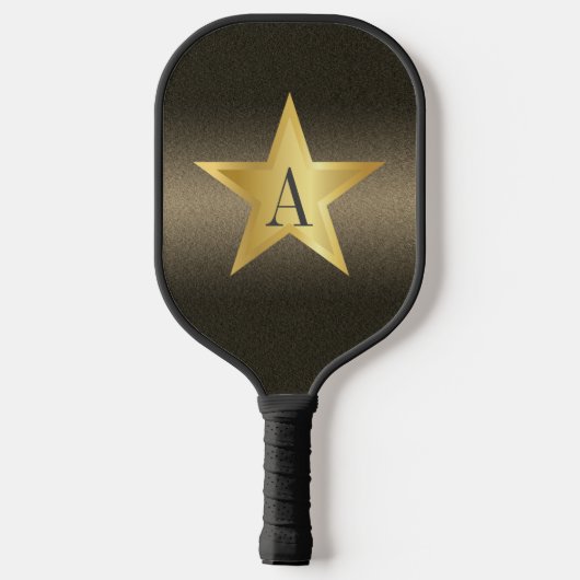 Star Black & Gold Pickleball Star Player Monogram Pickleball Paddle (Achterkant)