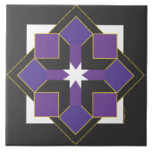 Star Block Tile, Trivet of Top - Paars en zwart Tegeltje (Voorkant)