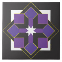 Star Block Tile, Trivet of Top - Paars en zwart