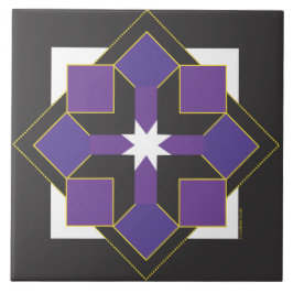 Star Block Tile, Trivet of Top - Paars en zwart Tegeltje