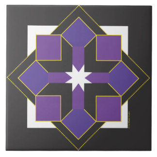 Star Block Tile, Trivet of Top - Paars en zwart Tegeltje