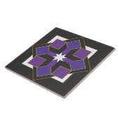Star Block Tile, Trivet of Top - Paars en zwart Tegeltje (Zijkant)