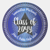 Star Blue Class Year Afstuderen Sticker Seal (Voorkant)