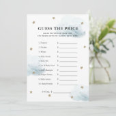 Star & Blue Cloud Raad de prijs Baby shower spel Kaart (Staand voorkant)