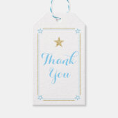 Star Blue Gold Glitter Bedankt Cadeaulabel (Voorkant)