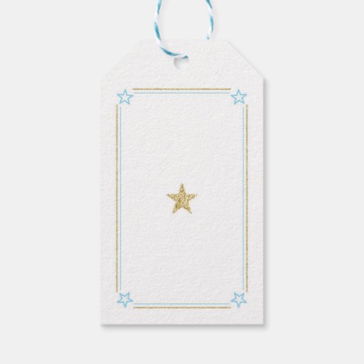 Star Blue Gold Glitter Bedankt Cadeaulabel (Achterkant)