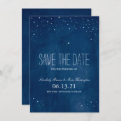 Star Blue Waterverf afzetten | Datum opslaan Save The Date (Voorkant / Achterkant)