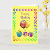 Star Border Birthday Kaart (Gele Bloem)