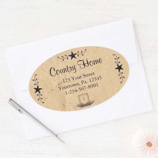 Star Border Candle Oval Sticker (Envelop)