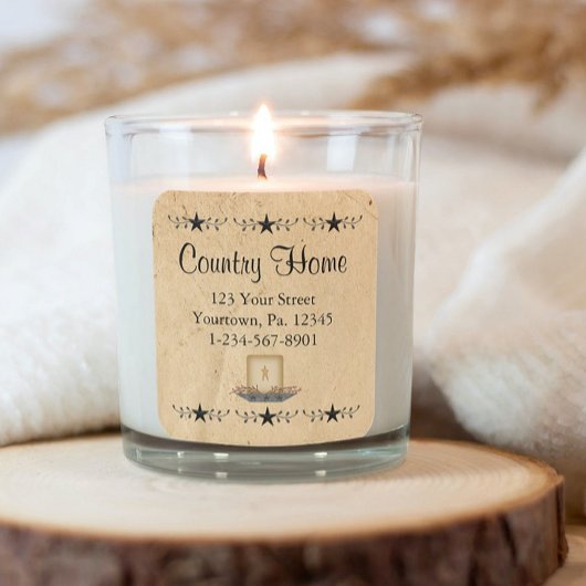 Star Border Candle Square Sticker