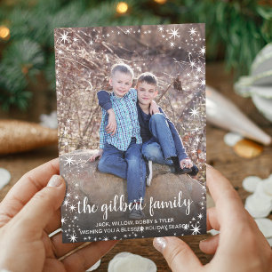 Star Border Familienaam Foto Feestdagenkaart