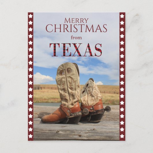 Star Border Texas Cowboy Boots kerst Feestdagenkaart (Voorkant)