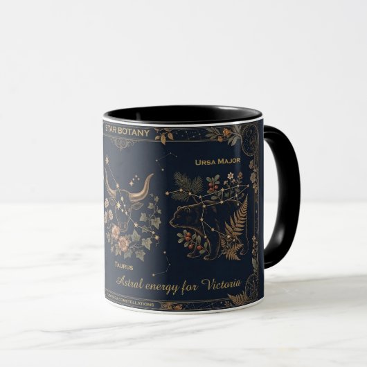 Star Botany Vintage Hemels Goud & Marineblauw Mok (Voorkant rechts)