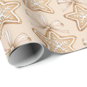 Star Bows Cream Christmas Cadeaupapier (Rol Hoek)
