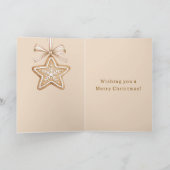Star Bows Cream Christmas Kaart (Binnen)