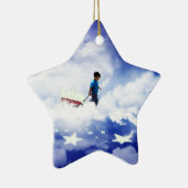 Star Boy met Little Red Wagon of Stars Keramisch Ornament (Rechts)