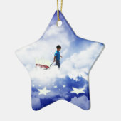 Star Boy met Little Red Wagon of Stars Keramisch Ornament (Links)