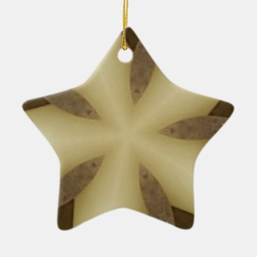 Star Brown White Robuuste designkleuren Keramisch Ornament (Voorkant)