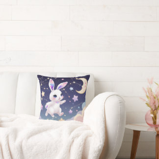 Star Bunny Throw Pillow – Pastel Galaxy Rabbit Kussen