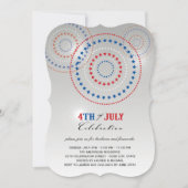 Star Bursts Fireworks Vierde van juli Uitnodiging (Voorkant)