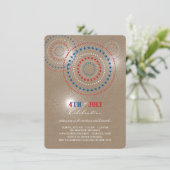 Star Bursts Fireworks Vierde van juli Uitnodiging (Staand voorkant)