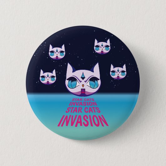Star Cat Invasion Ronde Button 5,7 Cm (Voorkant)