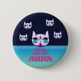 Star Cat Invasion Ronde Button 5,7 Cm