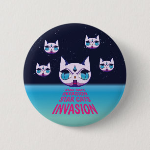 Star Cat Invasion Ronde Button 5,7 Cm