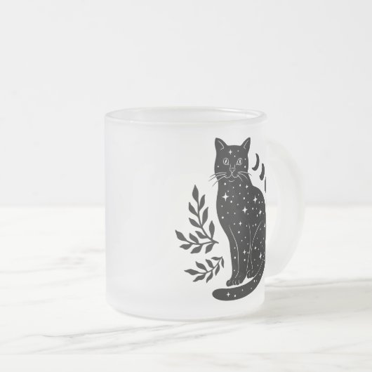 Star Cat & Moon Phases Matglas Koffiemok (Voorkant rechts)