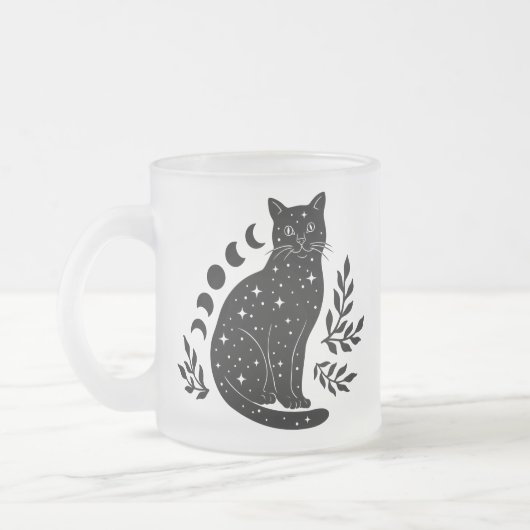 Star Cat & Moon Phases Matglas Koffiemok (Links)