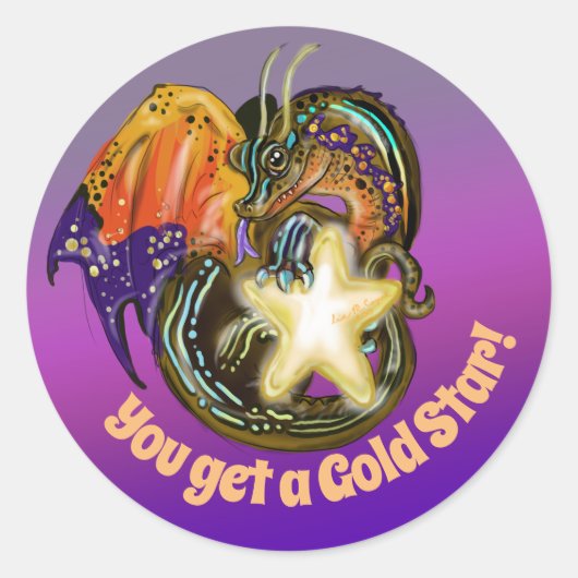 Star Catcher Ggloed Star Dragon Ronde Sticker (Voorkant)