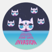 Star Cats Invasion Ronde Sticker (Voorkant)