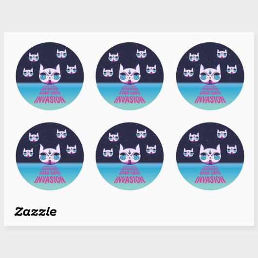 Star Cats Invasion Ronde Sticker (Vel)