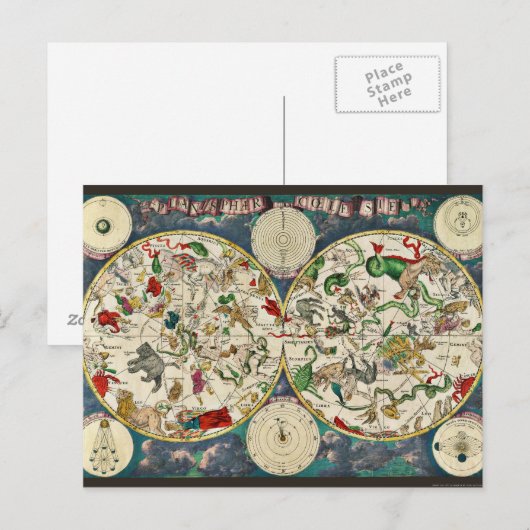 Star Chart Celestial Map  Astronomie Briefkaart (Voorkant / Achterkant)