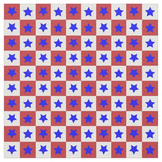 Star Check in Red, Whtie en Blue Stof (Close Up)