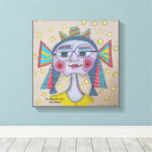 "Star Child" Whimsical Gezicht Canvas Afdruk (Insitu (Houten vloer))