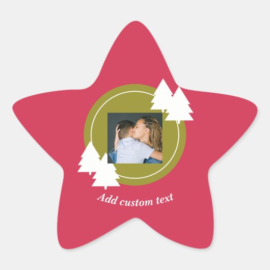 Star Christmas Red Aanpasbare foto Ster Sticker (Voorkant)