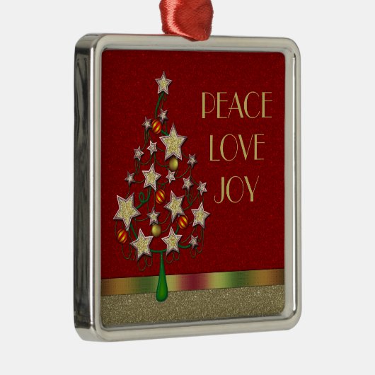 Star Christmas Tree Silver Square Ornament (Rechts)
