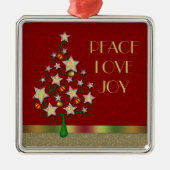 Star Christmas Tree Silver Square Ornament (Voorkant)