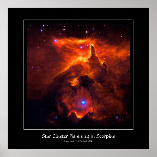 Star Cluster Pismis 24, kern van NGC 6357 Poster (Voorkant)