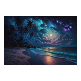 Star Coast, Maldiven, Night Beach Foto Afdruk