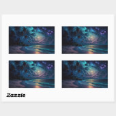 Star Coast, Maldiven, Night Beach Rechthoekige Sticker (Vel)