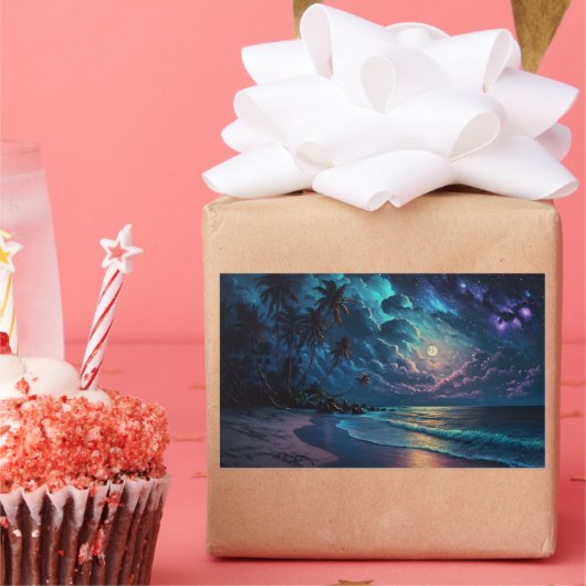 Star Coast, Maldiven, Night Beach Rechthoekige Sticker (Feest)