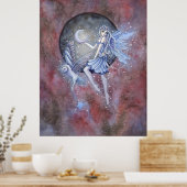 Star Collector Fairy and Owl Fantasy Art Poster (Keuken)